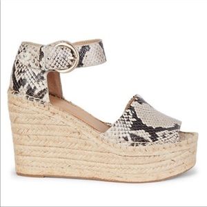 Marc Fisher Alida Espadrille wedge snakeskin print leather. SZ 9.5 EUC